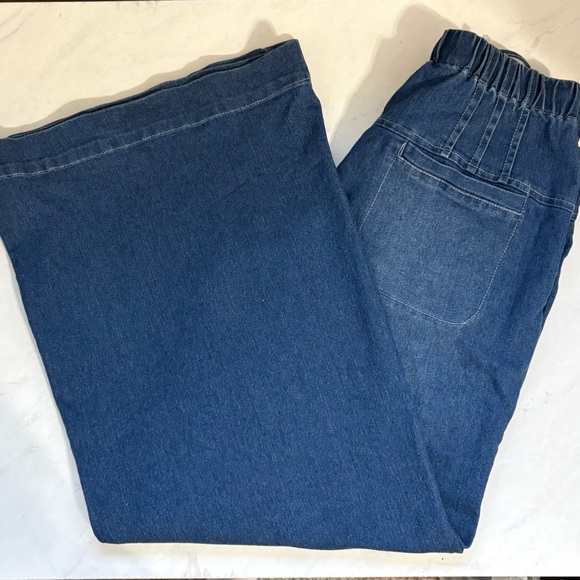 Wide Leg Pleated Waist Button Fly Waist Tie Jeans Boho Hippie Festival Y2K - Picture 6 of 6